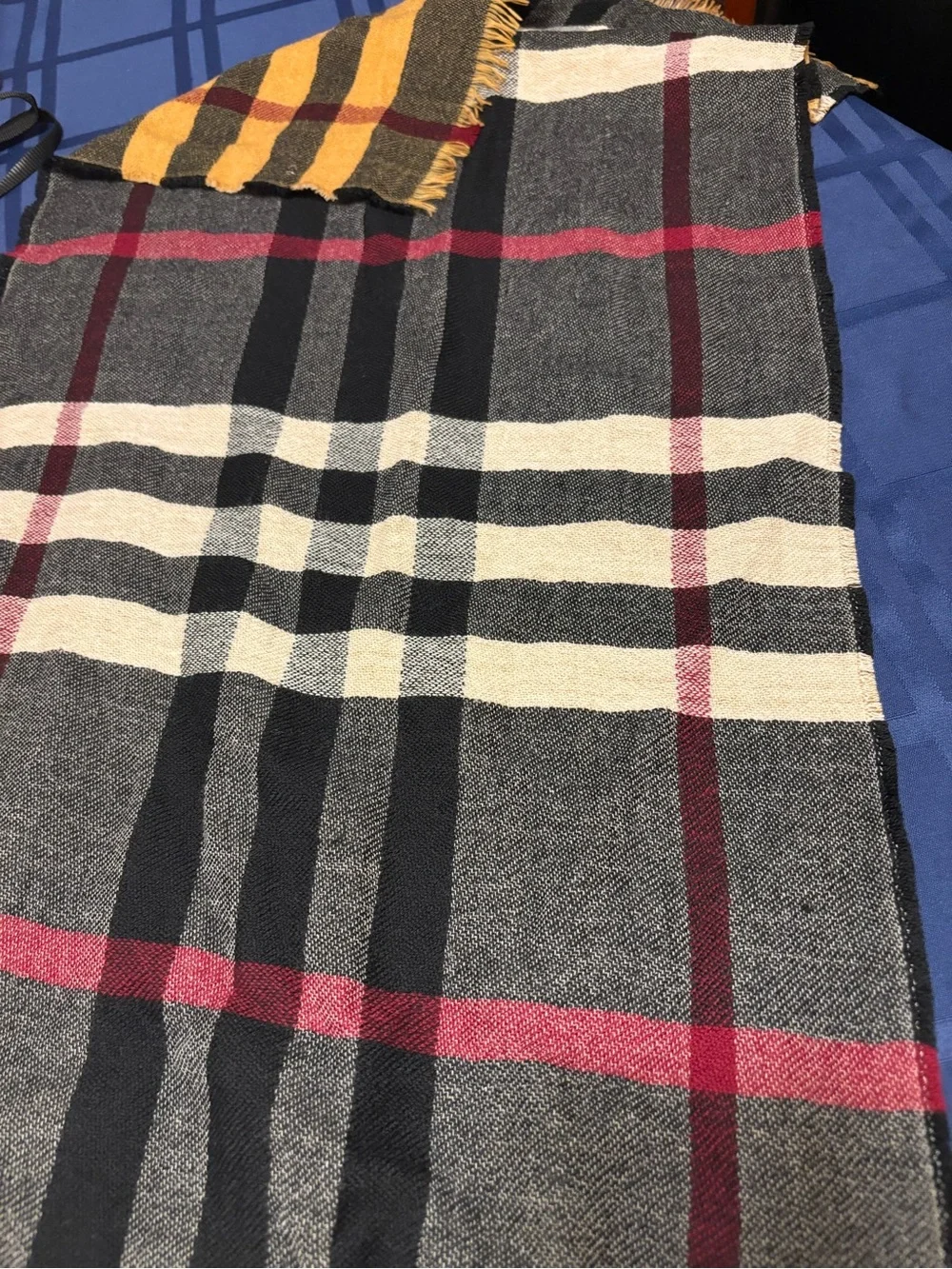 Burberry Men's Plaid Scarf in Yellow, Black and Red